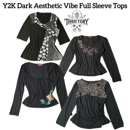 Y2K Dark Aesthetic Printed Full Sleeve Tops TY-025