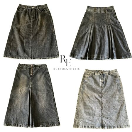 Y2K Era Cyber Girl Denim Midi Skirts Re-3202