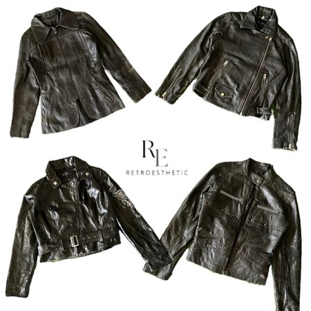 Y2K Unique Leather Jacket Re-3204