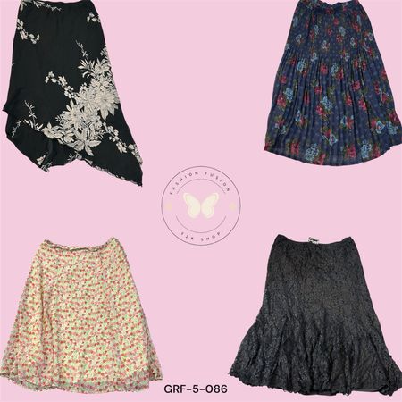 Y2K Aesthetic Printed Poly Maxi Skirt for Women (GRF-5-086)