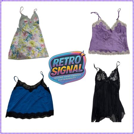 Y2K Lace Trim & Silk Cami Tops