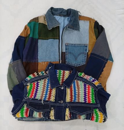 CR8375 UPCYCLED MIX STYLE DENIM JACKETS