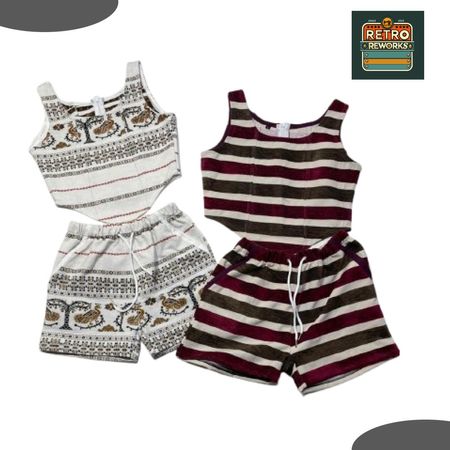 Upcycled Curtain Tapestry Corset & Shorts Set