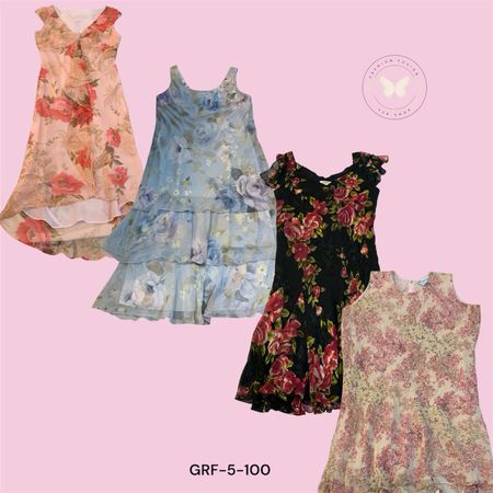 Y2K Inspired Floral Print Poly Dress with Soft Flow Fit (GRF-5-100)