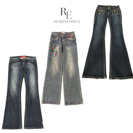 Y2K Edgy Girl Denim Embroidered Jeans Re-3212