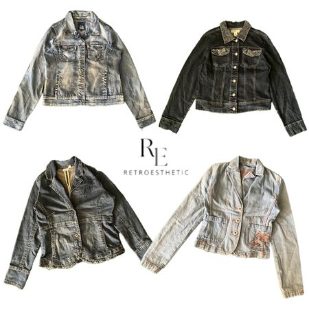 Y2K Unique Denim Jacket Re-3220