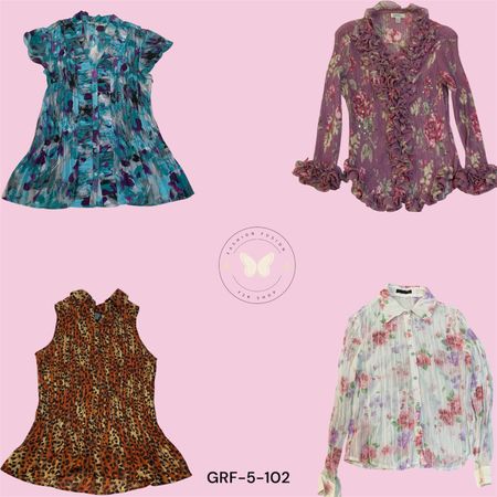 Vintage Floral Crinkle Blouse | Casual Y2K Top(GRF-5-102)