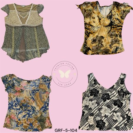 Women Y2K Floral Printed Polyester Casual Blouse Top (GRF-5-104)
