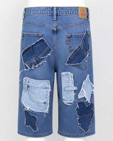 CR1592 Upcycled Patchwork Denim Shorts