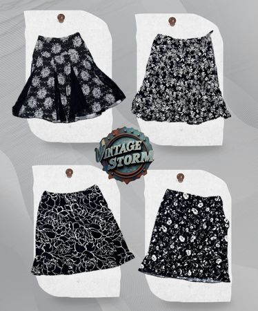 Y2K Midnight Blosson Poly Skirt