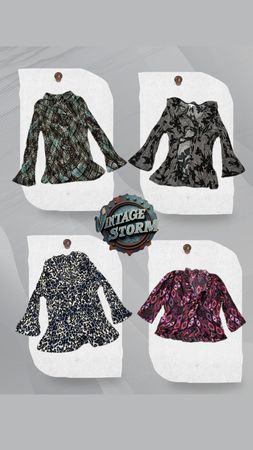 Y2K Retro Patterned Poly Blouse