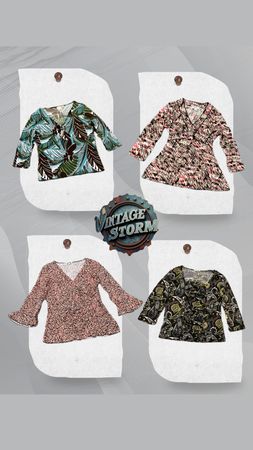 Y2K Patterned Poly Blouse