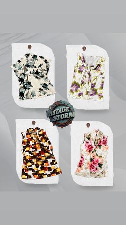Y2K Floral Print Poly Blouse