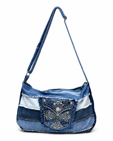 CR1594 Upcycled Patchwork Denim Shoulder Bag