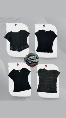 Y2K Black Casual Poly Blouses