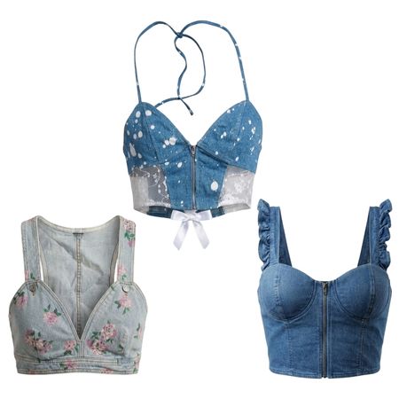 Y2K Denim Crop Tops & Bralettes