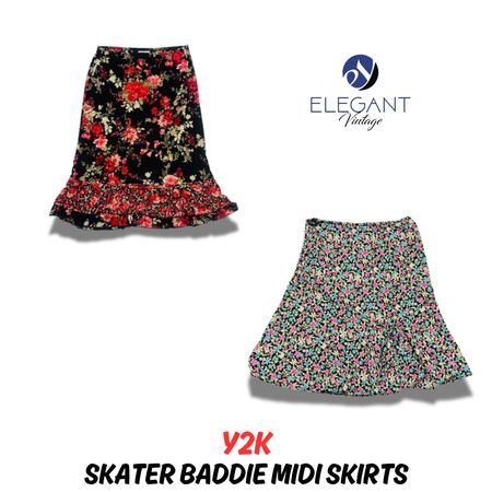 Y2K Skater Baddle Midi Skirts - EV0642