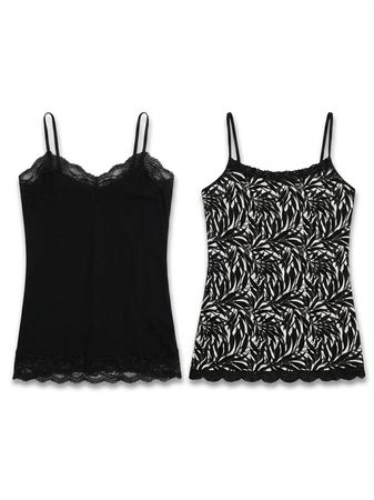 (FV-1434)     Black & White Y2K Cami Tops Bundle | Vintage Lace Coquette Aesthetic Tank Tops