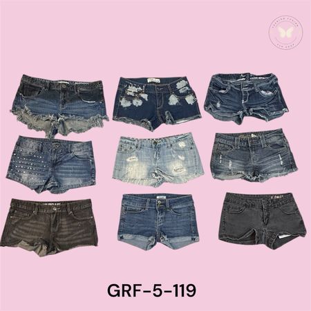 Retro Y2K Low Rise Denim Hotpants – Micro Mini Summer Shorts (GRF-5-119)