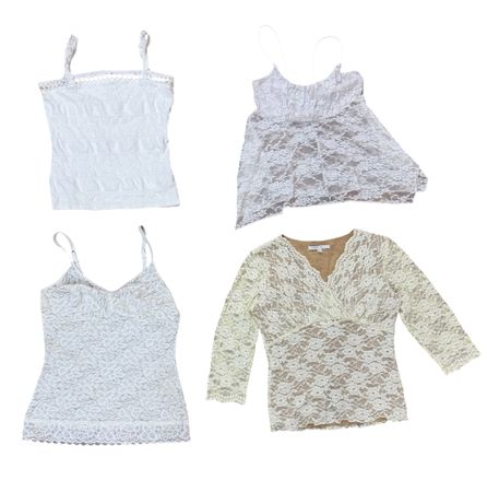 Y2K White Lace  Trim  Tops 15 pcs At 870