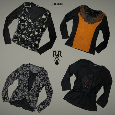Y2K All Balck Rave Full Sleeve Tops (AA-820)