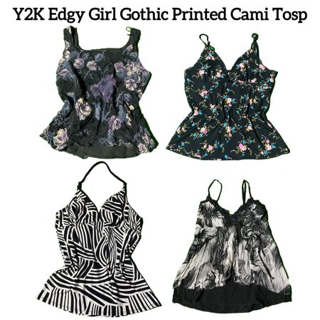 Y2K Edgy Girl Gothic Printed Cami Tops TY-026