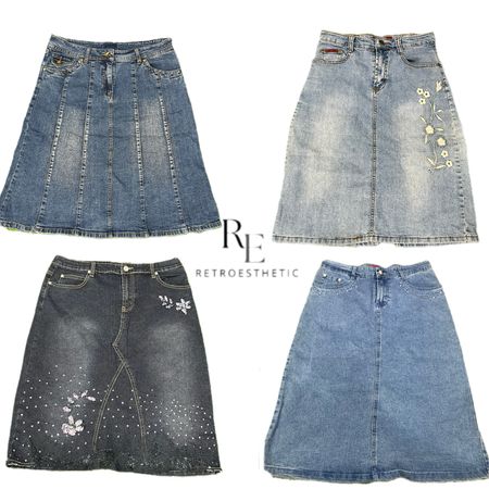 Y2K Edgy Girl Denim Midi Skirts RE-3230