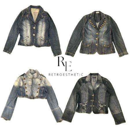 Y2K Era Cyber Girl Denim Jacket Re-3235