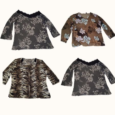 Y2K Grunge & Earth Tone Mixed Pattern Top Bundle
(ST 052)