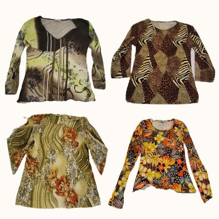 Y2K Retro Floral & Animal Print Mixed Pattern Top Bundle
(ST 053)