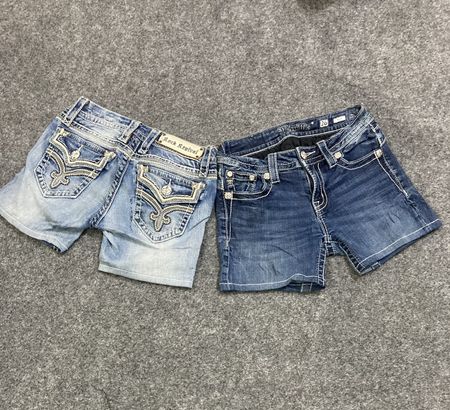 Upcycle Miss Me True Religion Rock revival Mini Shorts