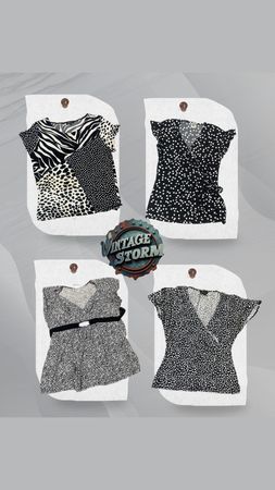 Y2K Monochrome Poly Blouse