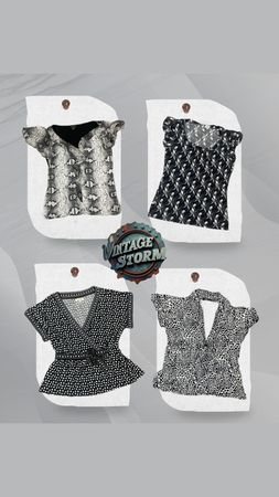 Y2K Retro Printed Poly Blouse