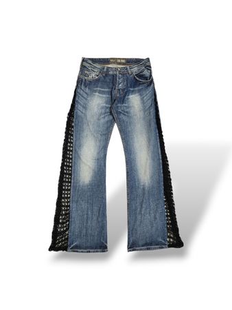 UPCYCLED DENIM CROCHET BOOTCUT JEANS