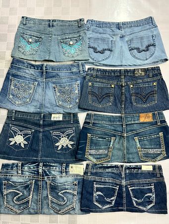 R526 Upcycled Ladies Embellished Micro Mini Skirts