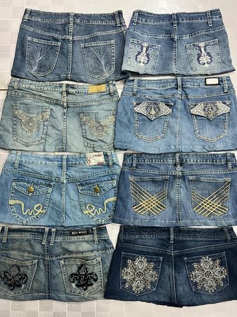R528 Upcycled Ladies Embellished Micro Mini Skirts