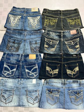 R529 Upcycled Ladies Embellished Micro Mini Skirts