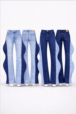CR1599 Upcycled Wave Panel Flare Jeans
