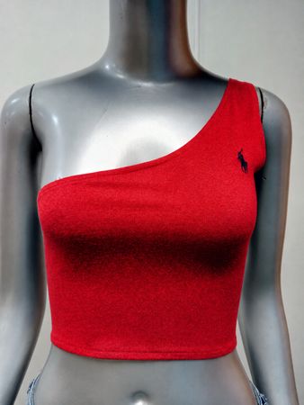 Upcycled Ralph Lauren One Shoulder Crop Tops