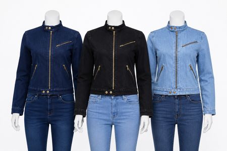 CR1606 Upcycled Denim Moto Jacket