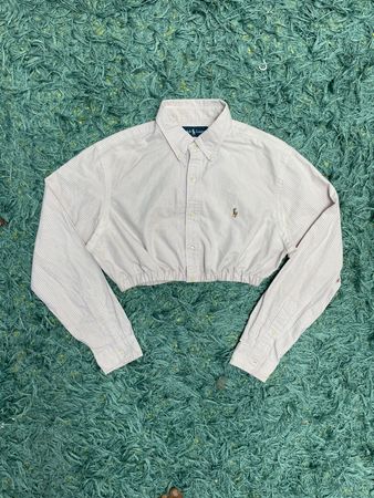 Upcycled Ralph Lauren Elastic Hem Crop Tops - Y2K