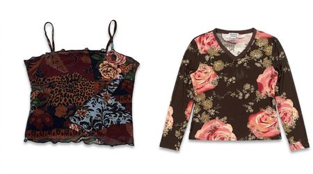 (FV-1451)     Y2K Mesh & Abstract Print Tops Bundle | 90s Grunge Fairycore Women’s Vintage Wholesale Mix