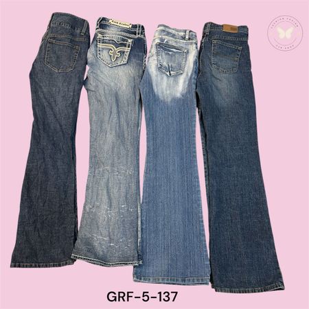 Pantaloni in denim con ricamo floreale Retro Y2K (GRF-5-137)