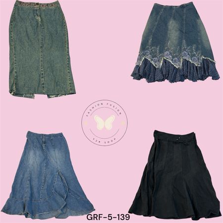 Y2K Blue Denim Maxi Skirt for Women – Casual Long Skirt (GRF-5-139)