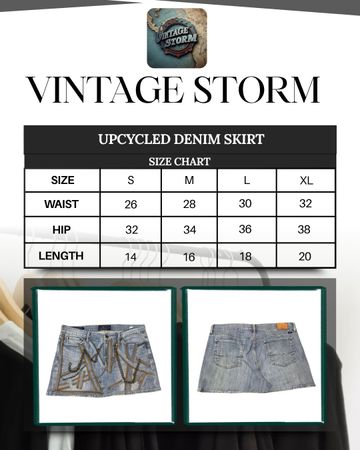 Upcycled Chain Detail Denim Skirt
