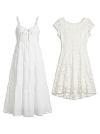 (FV1439)     White Coquette & Fairycore Dresses Bundle | Y2K Lace Cottagecore Women’s Vintage Wholesale