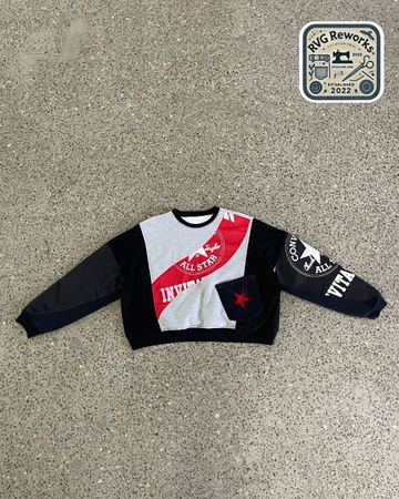 Upcycled Sports Panel Crop Sweatshirt