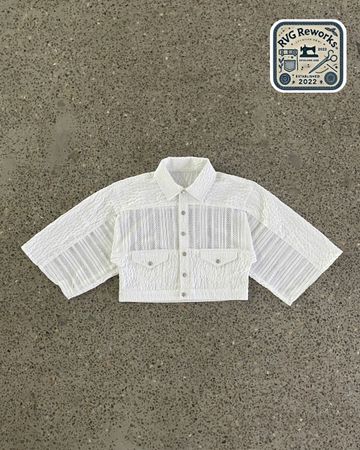 Upcycled Textured Panel Cropped Jacket