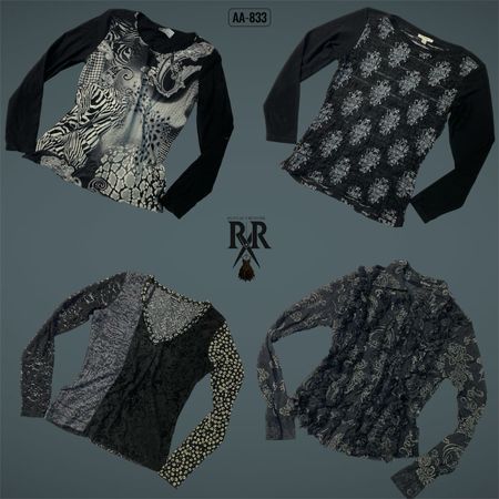 Y2K All Black Rave Full Sleeve Tops (AA-833)