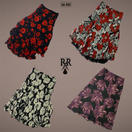 Y2K Floral Print Maxi Mix Poly Skirts (AA-835)